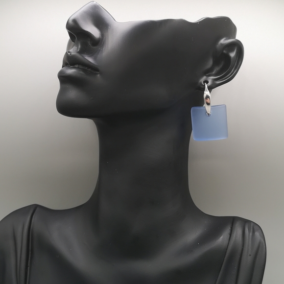 Periwinkle Blue Glass Earrings - Picture 2 of 3